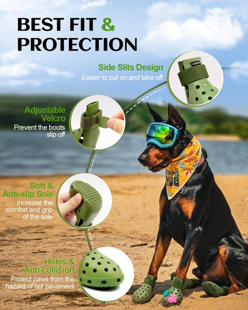 Dog Shoes for Hot Pavement - Dog Shoe for Small & Medium & Large Dogs, Dog Boots Paw Protectors, Easy on & Off, Non-Slip, Waterproof, Easy-Clean Dog Booties for Beach and Snow Protective Gear