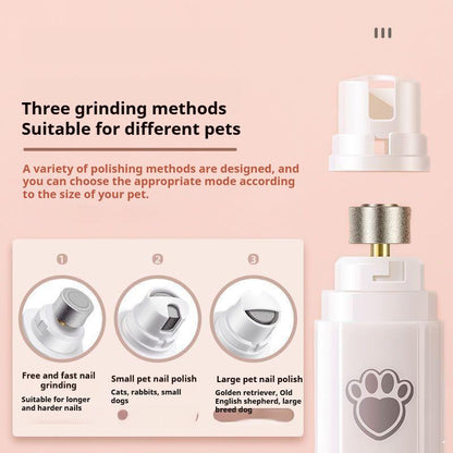 Electric Cat Dog Nail Grinder Silent Anti-Pinch 2-Speed Detachable Guard Pet Grooming Tool Beginner Safe Light Professional Trimmer