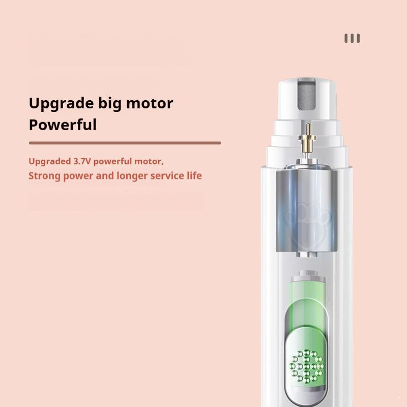 Electric Cat Dog Nail Grinder Silent Anti-Pinch 2-Speed Detachable Guard Pet Grooming Tool Beginner Safe Light Professional Trimmer
