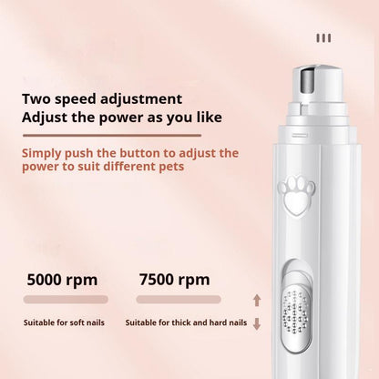 Electric Cat Dog Nail Grinder Silent Anti-Pinch 2-Speed Detachable Guard Pet Grooming Tool Beginner Safe Light Professional Trimmer